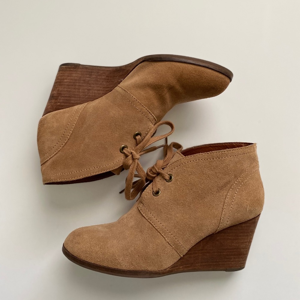 Lucky Brand wedge brown booties